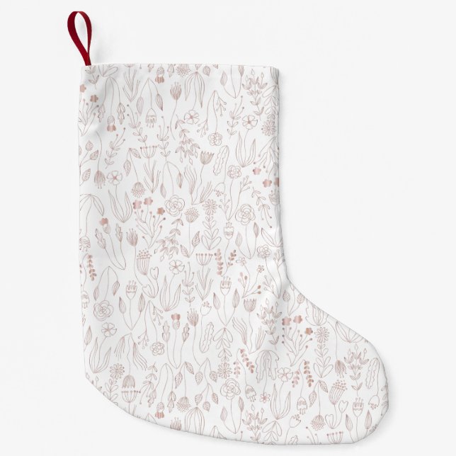 Petite Chaussette De Noël Rose Gold Floral (Devant)