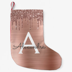 Petite Chaussette De Noël Rose Gold - Parties scintillant rose pâle Nom du m