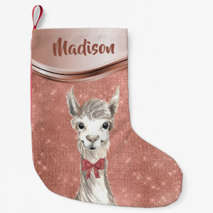 Petite Chaussette De Noël Rose Gold Sparkle Llama Plutôt Personnalisé