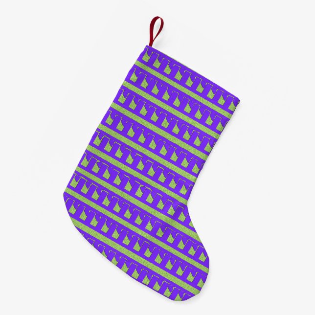 Petite Chaussette De Noël Rose mignon violet vert moderne Motif unique (Devant (Accrochage))