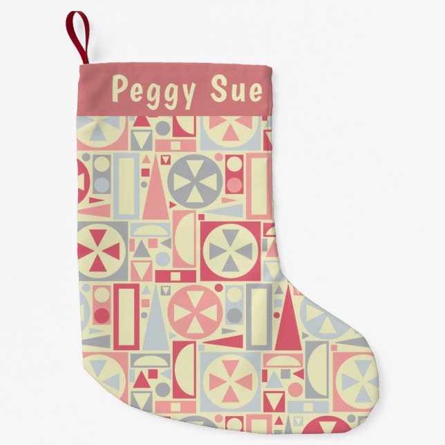 Petite Chaussette De Noël Rose moderne de la rétro moitié du siècle (Devant)