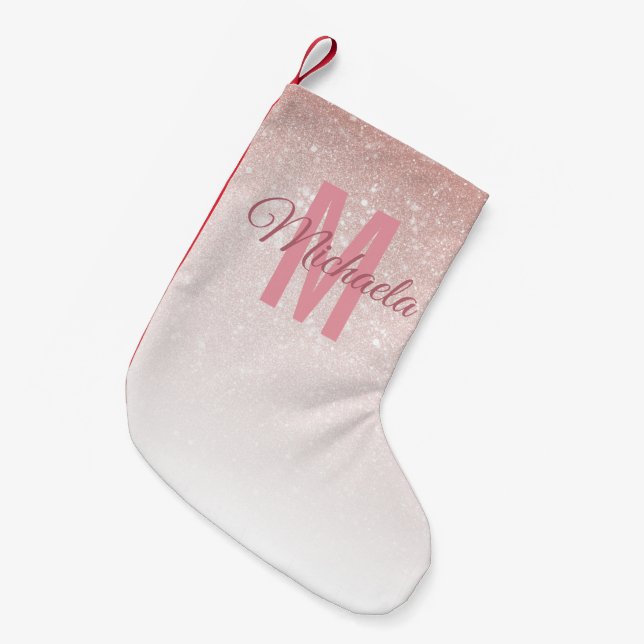 Petite Chaussette De Noël Rose moderne Parties scintillant or  rose Ombre Mo (Devant (Accrochage))