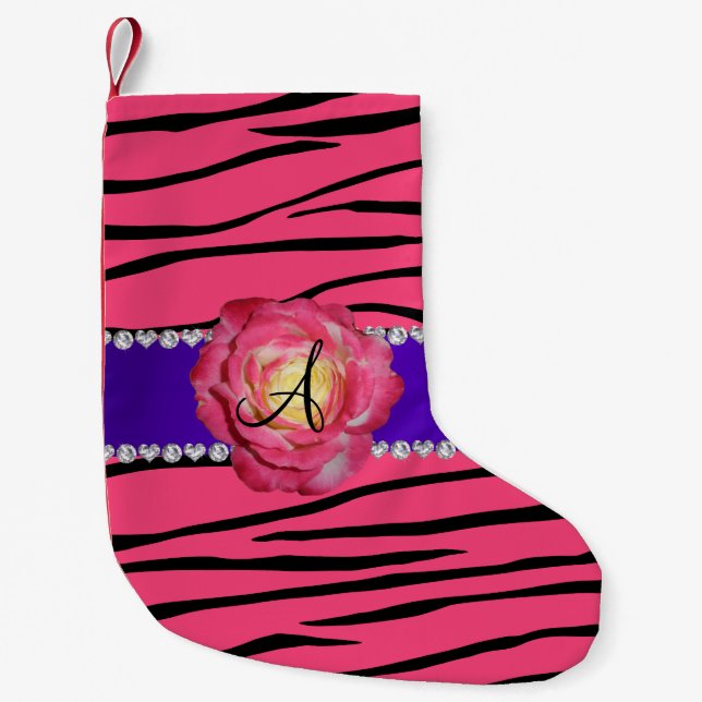 Petite Chaussette De Noël rose rose rose rose rose monogramme (Devant)