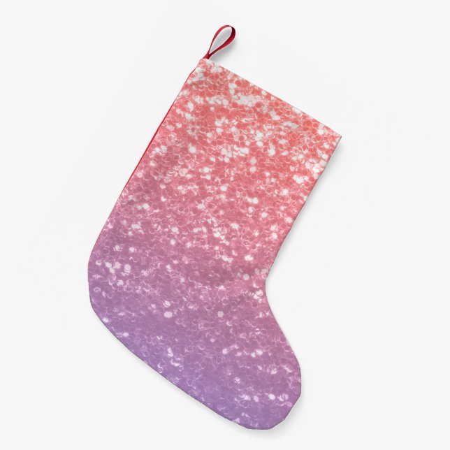 Petite Chaussette De Noël Rose rose violet lavande faux pétille parties scin (Devant (Accrochage))
