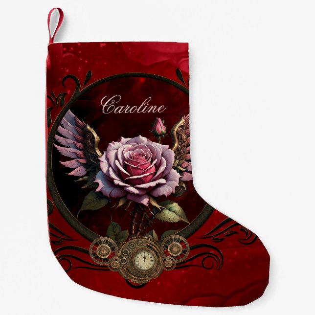 Petite Chaussette De Noël Rose Steampunk (Devant)