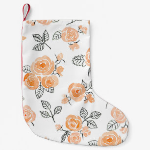 Petite Chaussette De Noël Roses d'aquarelle : Arrière - plan blanc d'encre