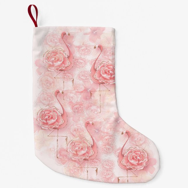 Petite Chaussette De Noël Roses roses tropicaux de Flamants roses roses (Devant)