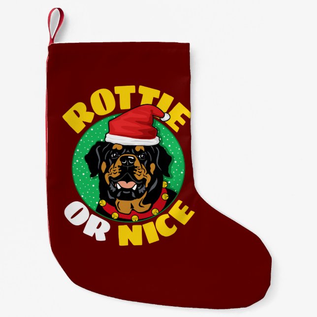 Petite Chaussette De Noël Rottie ou Nice Rottweiler Noël (Devant)