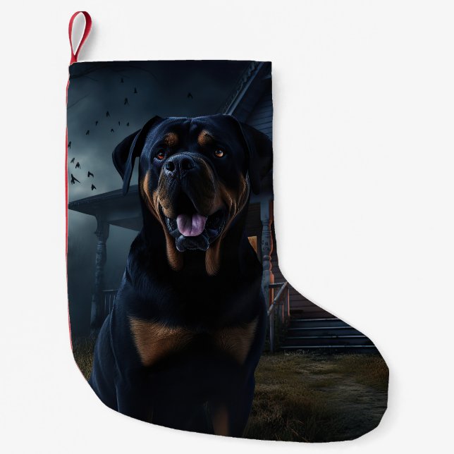 Petite Chaussette De Noël Rottweiler Halloween Épouvantable (Devant)