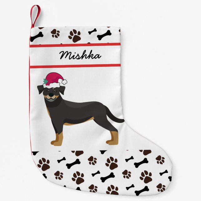 Petite Chaussette De Noël Rotweiler Chien Noël Avec Nom De Chien Personnalis (Devant)