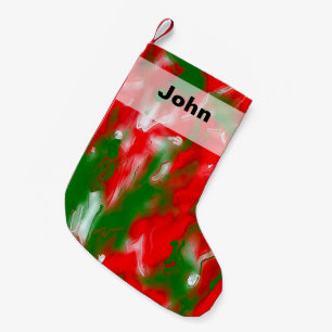 Petite Chaussette De Noël Rouge, blanc et vert Abstrait