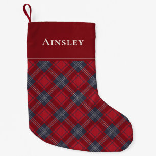 Petite Chaussette De Noël Rouge classique Navy Tartan écossais de Noël