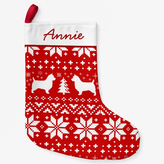Petite Chaussette De Noël Rouge de Noël des chiens de Terrier australien (Devant)