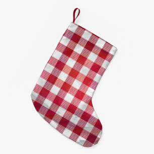 Petite Chaussette De Noël Rouge et blanc À damiers plaid