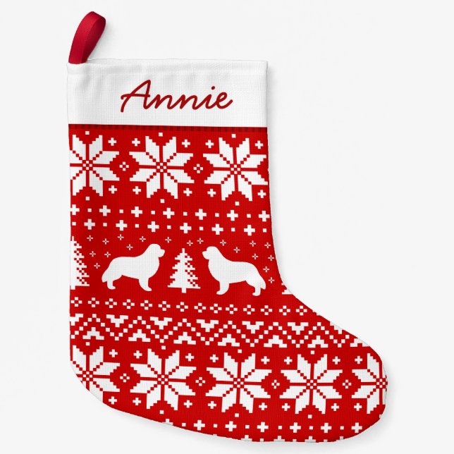 Petite Chaussette De Noël Rouge et blanc de motif de silhouettes de (Devant)