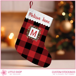 Petite Chaussette De Noël Rouge Monogramme Vichy Noël