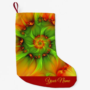 Petite Chaussette De Noël Rouge or vert couleurs Abstrait Fractal Art Nom