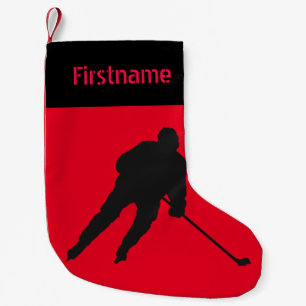 Petite Chaussette De Noël Roulement de Noël de hockey sur glace - rouge jou