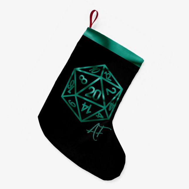 Petite Chaussette De Noël RPG Crit AF | Joueur de rôle Tablette verte turquo (Devant (Accrochage))