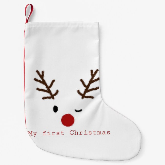 Petite Chaussette De Noël Rudolph mon premier Noël (Devant)