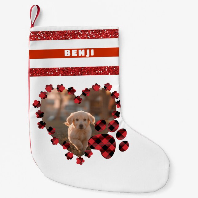 Petite Chaussette De Noël Russe Agritourisme Buffalo Plaid Chien Chat Famill (Devant)