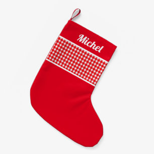 Petite Chaussette De Noël Russe Red Buffalo a vérifié le nom personnalisé
