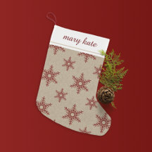 Russe Rouge Faux Burlap Motif de flocon de neige