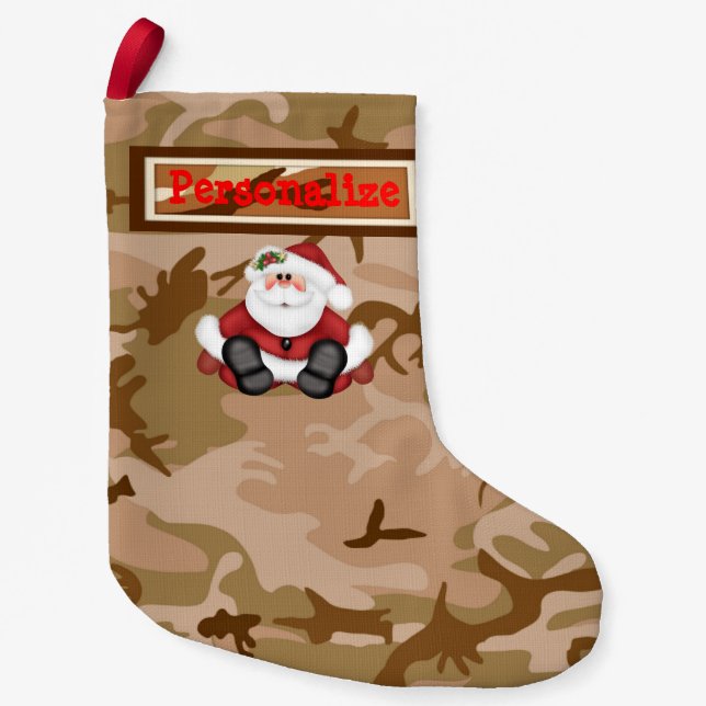 Petite Chaussette De Noël Sable du désert Camo de Noël Stocker avec le Père  (Devant)