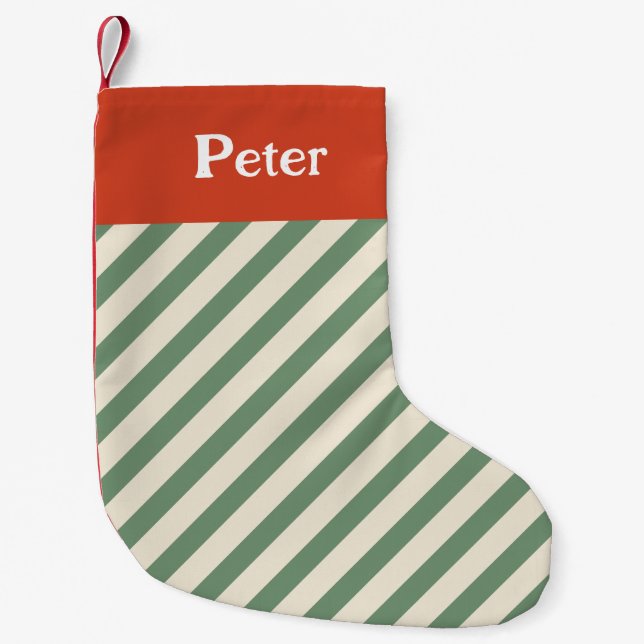 Petite Chaussette De Noël Sage vert minimal diagonale de Noël (Devant)