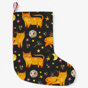 Petite Chaussette De Noël Saint Valentin sans couture motif avec chats, étoi
