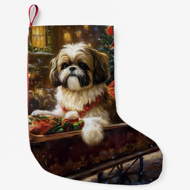 Petite Chaussette De Noël Saison de Noël Shih Tzu (Devant)