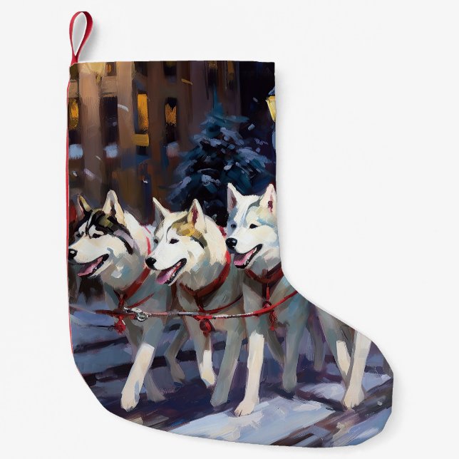 Petite Chaussette De Noël Saison de Noël Sibérienne Husky (Devant)