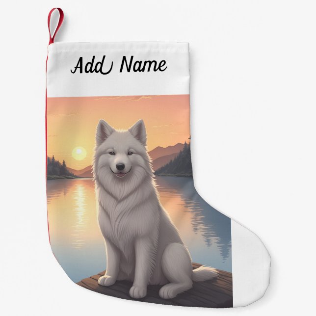 Petite Chaussette De Noël Samoyed (Devant)
