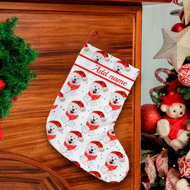 Petite Chaussette De Noël Samoyed Chien race Étoiles de Noël (Créateur téléchargé)