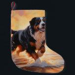 Petite Chaussette De Noël Sandy Paws Bernese Mountain Dog on Beach Sunset<br><div class="desc">Plongez dans la beauté tranquille de notre chien "Sandy Paws and Sunset Hues" sur le coucher du soleil de plage. Cette scène captivante saisit l'essence d'une soirée parfaite au bord de l'eau, avec un fidèle compagnon canin qui profite du sable doré et des teintes époustouflantes du soleil couchant. Que vous...</div>