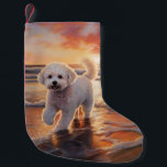 Petite Chaussette De Noël Sandy Paws Bichon Frise Dog sur Beach Sunset<br><div class="desc">Plongez dans la beauté tranquille de notre chien "Sandy Paws and Sunset Hues" sur le coucher du soleil de plage. Cette scène captivante saisit l'essence d'une soirée parfaite au bord de l'eau, avec un fidèle compagnon canin qui profite du sable doré et des teintes époustouflantes du soleil couchant. Que vous...</div>