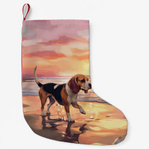 Petite Chaussette De Noël Sandy Paws Chien Beagle sur le coucher du soleil d