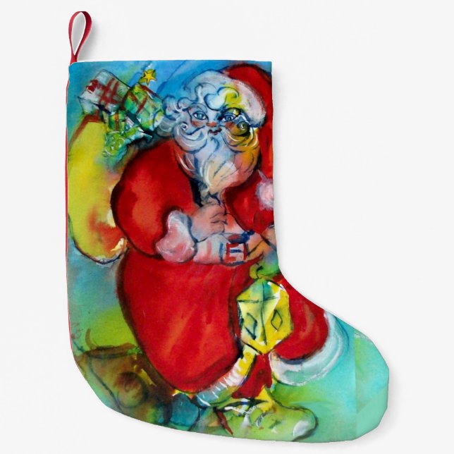PETITE CHAUSSETTE DE NOËL SANTA CLAUS AVEC LANTERN DANS LA NUIT DE NOËL (Devant)