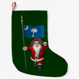 Petite Chaussette De Noël Santa Claus Avec L'Ensigne De Caroline Du Sud