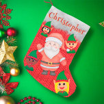 Petite Chaussette De Noël Santa Claus et Elf dire Salut adorable nom<br><div class="desc">Santa Claus et Elf dire Salut adorable nom</div>
