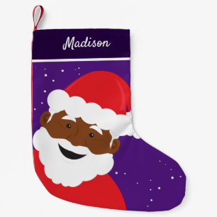 Petite Chaussette De Noël Santa Claus Face Purple Nom de la peau Brown
