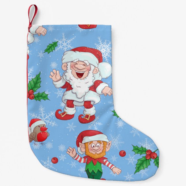 Petite Chaussette De Noël Santa Claus moderne amusant Noël Stocker (Devant)
