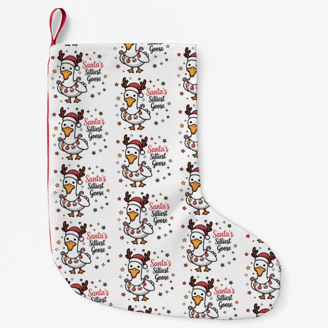 Petite Chaussette De Noël Santa Silly Goose Christmas Duck Funny Cute  (Devant)