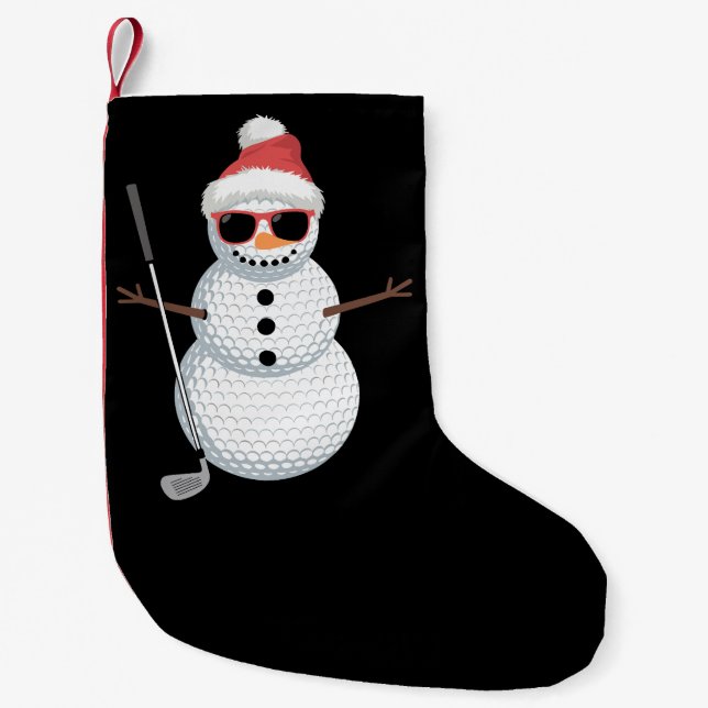 Petite Chaussette De Noël Santa Snowman Golf Ball Christmas Golfer Gift  (Devant)
