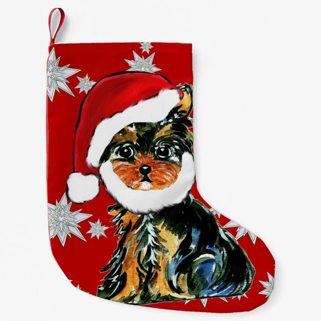 PETITE CHAUSSETTE DE NOËL SANTA YORKIE POO (Devant)