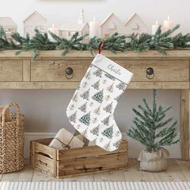 Petite Chaussette De Noël Sapin de Noël côtier   (Coastal Christmas Tree Stocking)