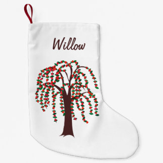 Petite Chaussette De Noël Saule avec des coeurs - personnalisables