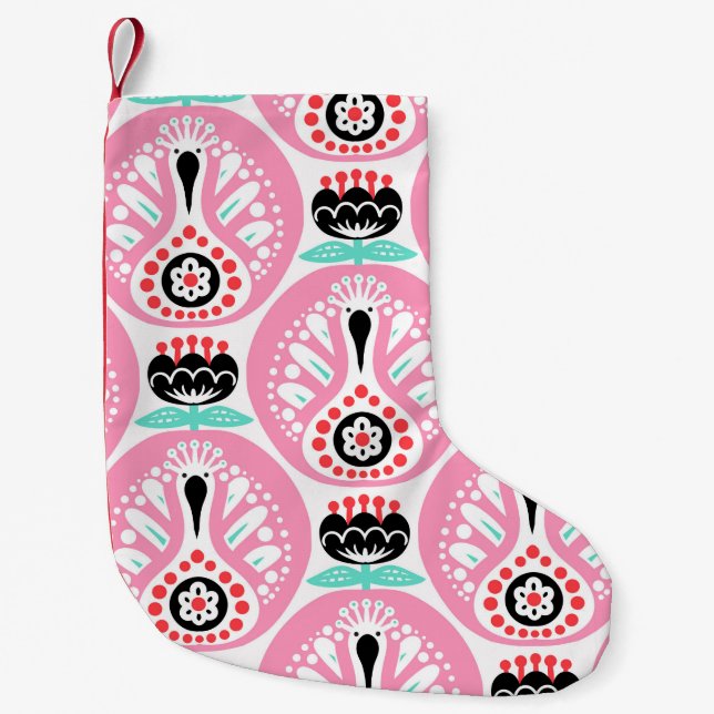 Petite Chaussette De Noël Scandinavian seamless folk art pattern with cute b (Devant)