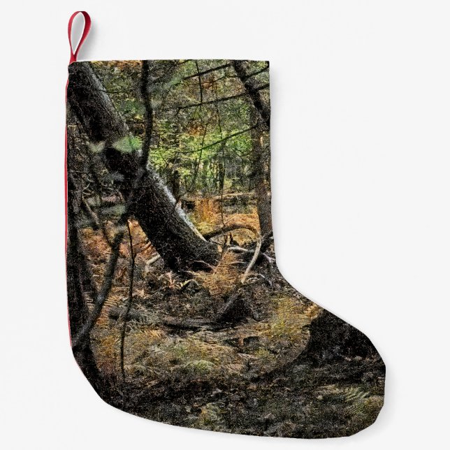 Petite Chaussette De Noël Scène forestière automnale          (Devant)