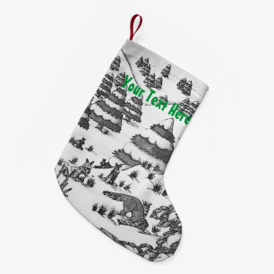 Petite Chaussette De Noël scène mignonne de neige de renard et de Noël de